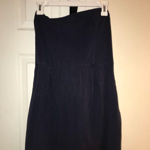 Navy Strapless cotton dress
